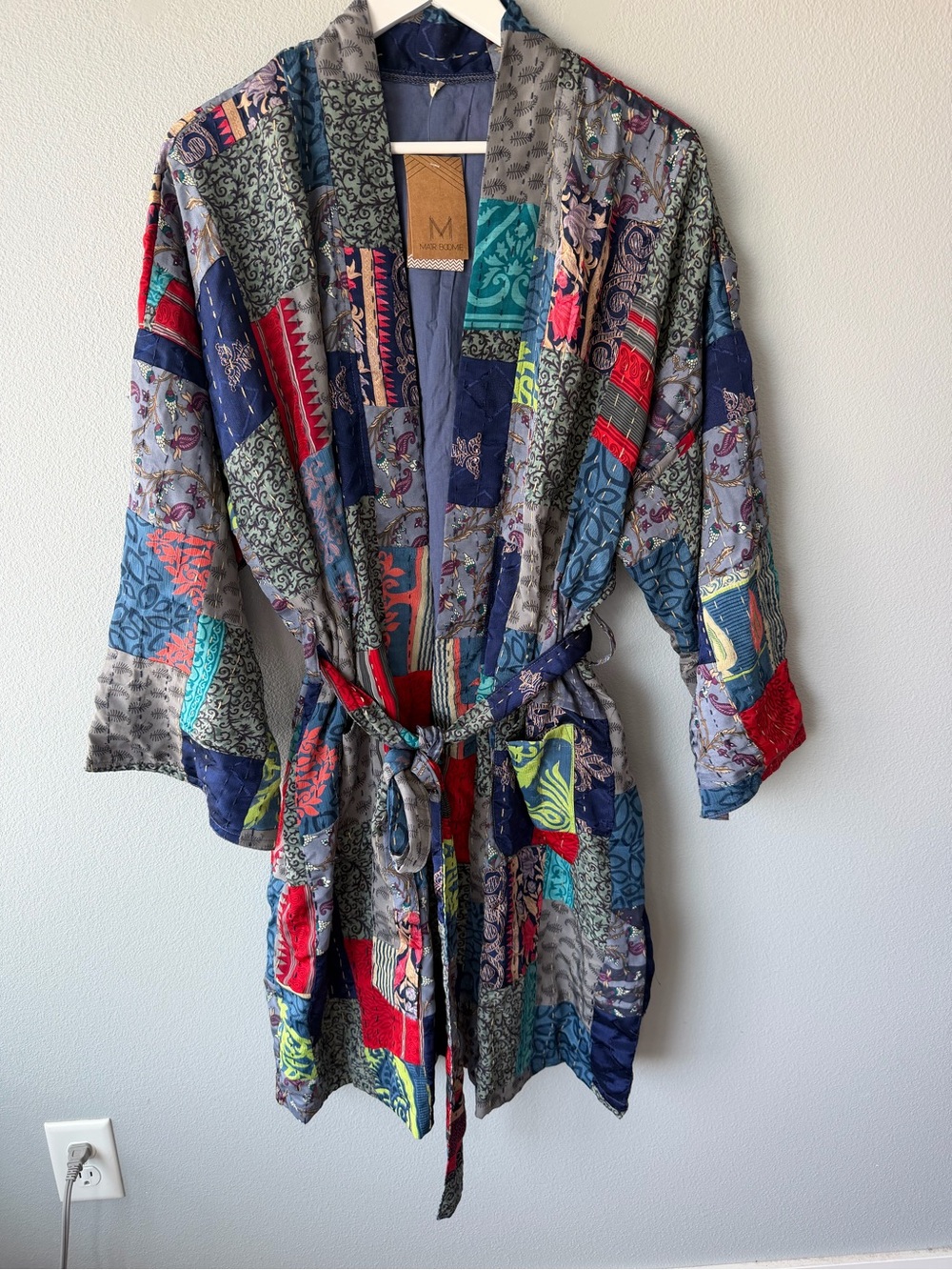 Matr Boomie colorful patchwork midi sari robe Women’s L/XL NWT